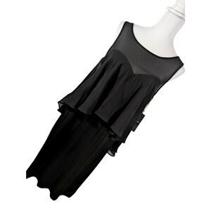 NWT! KARINA! BLACK CHIFFON LAYERED, HI-LO TOP SECTION, FLOWY DREAMY DRESS! SZ 10